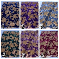 Tissu de velours brodé rouge foncé dentelle africaine robe de broderie en dentelle suisse tissu à paillettes en velours pour robe de soirée pour femmes
