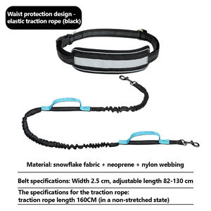 Correa para correr con manos libres para perros, cinturón de cintura ajustable, cuerda elástica de doble Mango, cuerda retráctil, puntadas reflectantes para caminar - Product Image 6