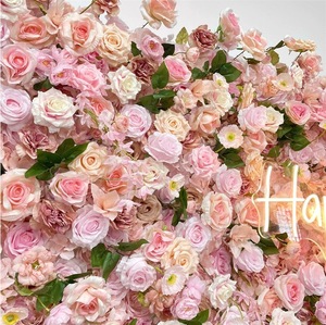 Parete di <span class=keywords><strong>Fiori</strong></span> Artificiali di Alta Qualità con Supporto in Tessuto <span class=keywords><strong>Rosa</strong></span> |   Sfondo per Matrimonio e Decorazione Fotografica per Cerimonie Nuziali - Product Image 5
