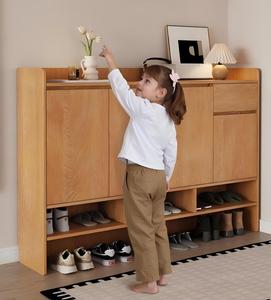 XHA customizable oak colored solid wood custom <b>shoe</b> cabinet hallway <b>storage</b> - Product Image 4