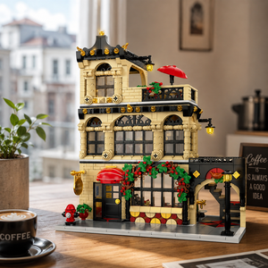 Ensemble de blocs de <span class=keywords><strong>construction</strong></span> Scène de rue de restaurant occidental pour les distributeurs en gros, jouets miniatures d'architecture et détaillants de boutiques de cadeaux - Product Image 5