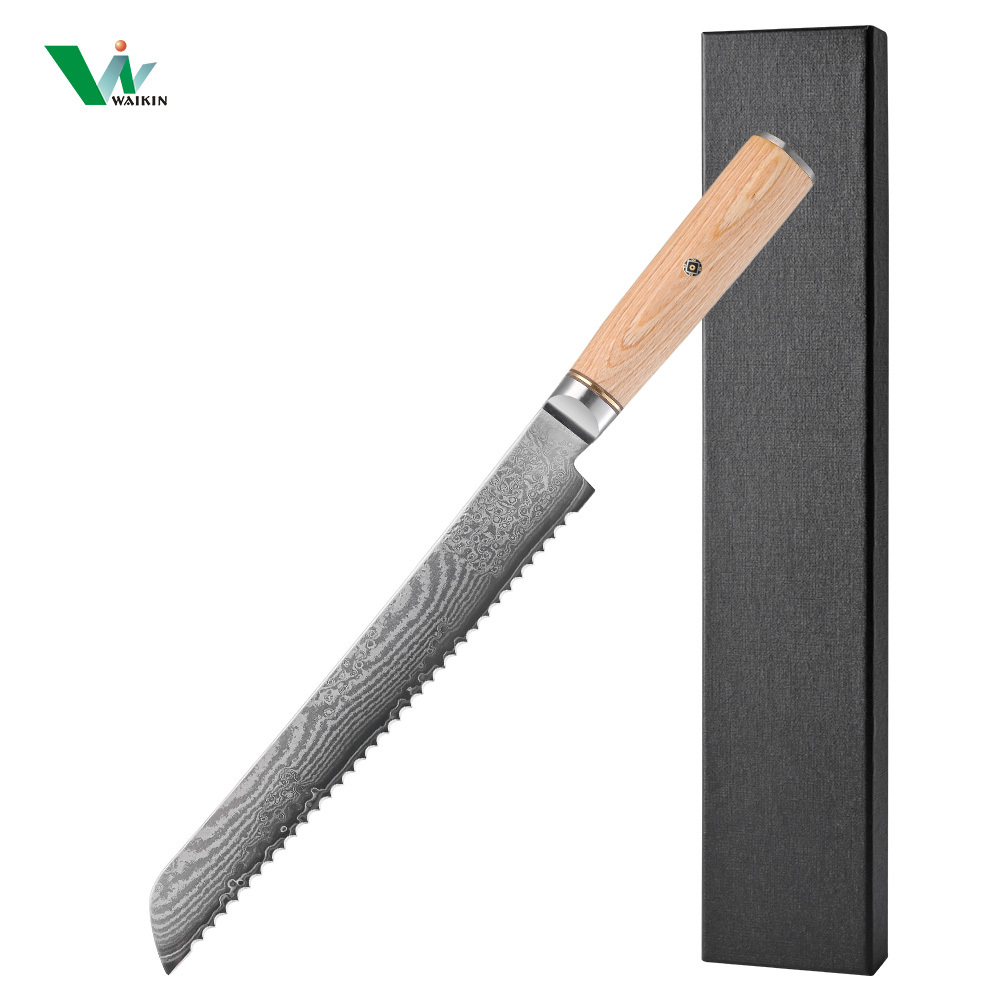 Couteau à pain 20 cm avec manche en bois de pakkawood jaune