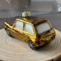 Ornamen Kaca Mobil Vintage Natal, Figurine Emas Hitam, Hiasan Gantung Pohon Natal untuk Dekorasi Rumah dan Pesta