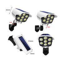 Lampe murale extérieure à télécommande avec capteur de mouvement rotatif, 77 LED, simulation de caméra de surveillance, éclairage solaire, aspect caméra factice