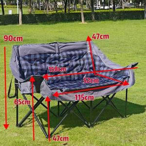 เก้าอี้พับได้แบบปรับเอนได้สองที่นั่งสำหรับใช้งานกลางแจ้ง เก้าอี้ชายหาดแบบพกพาขนาดใหญ่บุโฟมหนานุ่ม เหมาะสำหรับตั้งแคมป์ ตกปลา และพักผ่อน - Product Image 5