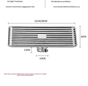OEM 304 Stainless Steel Thickened Rectangular Insect-Proof Deodorizing Filter Floor Drain DN50 Bathroom with Brushed Surface - Product Image 4