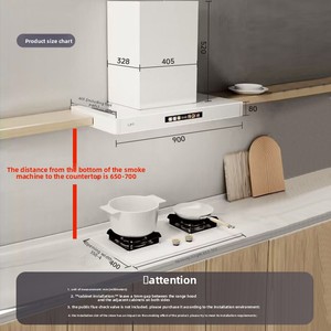 Youmeng CXW-360-UT130B Hotte aspirante à aspiration supérieure 30m/min pour cuisinière à gaz, modèle populaire pour la maison, blanche, avec évacuation des fumées - Product Image 4