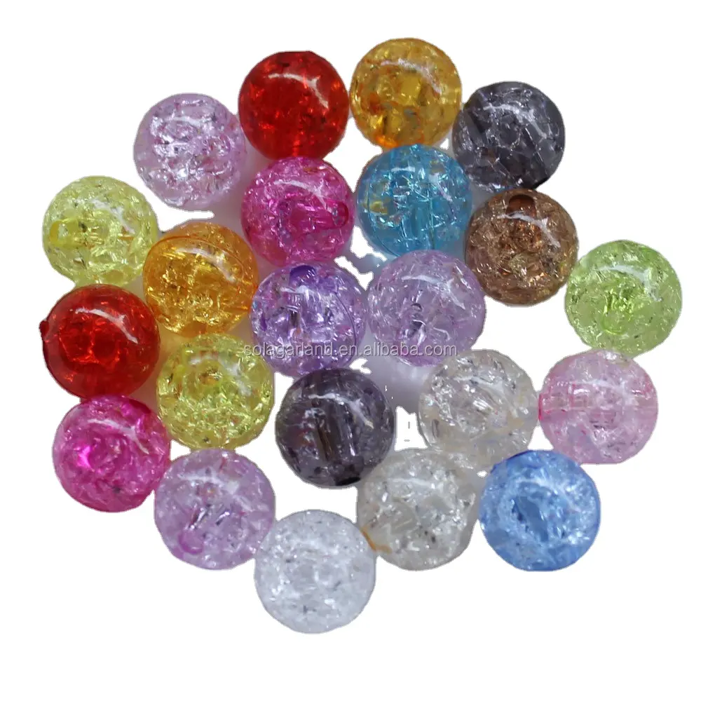 Wholesale Mixed Acrylic Crack Beads Round Loose Spacer Beads Charms 8/10/12/14/16/18/20 mm