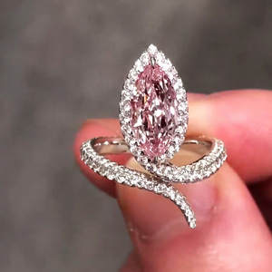 Adjustable <b>Open</b> Pink Princess Finger <b>Ring</b>, Elegant Noble Style European Women Index Jewelry - Product Image 1