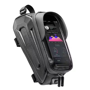 Waterproof Bicycle Top Tube Carrier Bag with Phone Holder and Adjustable Zipper Closure <b>for</b> Cycling <b>Storage</b> - Product Image 1