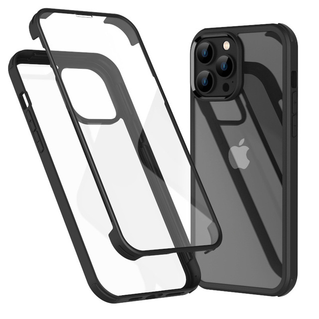 For iPhone 13 Case with Built-in Screen Protector, 360 Full Body Dual Layer Glass Clear Shockproof Cover for iPhone 13 Pro Max