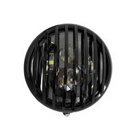 Phare de moto noir 7 "LED Grille pour Harley Cafe Racer Bobber