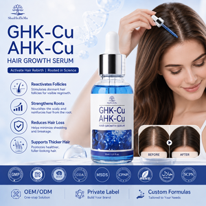 Sérum capillaire exclusif à la formule 10000ppm de peptides de cuivre GHK-Cu AHK-Cu, stimulation des papilles dermiques, booster de résilience capillaire, fluide OEM - Product Image 1