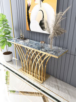 Meubles de maison miroir en titane noir, acier inoxydable, table basse en marbre