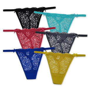 กางเกงในผู้หญิงเอวต่ำลายดอกไม้ แห้งเร็ว ระบายอากาศดี ทรงทีแบ็ค แต่งโบว์ตาข่ายและลูกไม้ สไตล์ใส่ได้ทุกวัน - Product Image 4