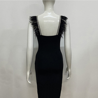 Nouvelles robes de soirée élégantes pour femmes, avec strass et plumes, sexy, à bretelles, pour les anniversaires et les cocktails