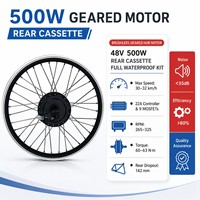 Kit de conversion de vélo électrique 48V 500W, moteur à moyeu arrière à cassette, étanche, pour roues de vélo électrique 20, 24, 26, 27.5, 28, 29 pouces et 700C