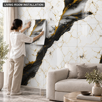 Papier peint en marbre blanc, noir et or, 2,3 mm PET IXPE Foam, feuilles de 60x90 cm pour les murs décoratifs de la chambre