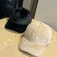 Casquette de baseball en peluche à visière bec de canard, chaude, en tissu doux, réglable, pour l'hiver, style décontracté et pour les trajets quotidiens