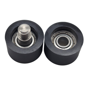 Roulement recouvert de plastique noir avec axe en acier inoxydable, vis, poulie de transport en plastique, roue en nylon avec roulement - Product Image 1