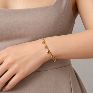 Bracelet à breloques pendantes en acier inoxydable plaqué or 14 carats sous vide – Options couleur or et acier - Product Image 5
