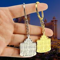 Vente en gros de porte-clés en métal Macao Building avec logo personnalisé porte-clés de voiture souvenir touristique porte-clés cadeau