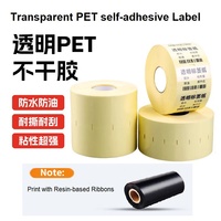 Kertas Label berperekat PET transparan 30 40 50 60 70 80 100 tahan air dan Label Printer Transfer termal tahan air