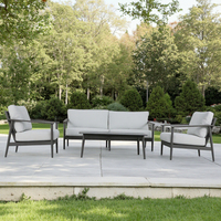 Ensemble de canapés d'extérieur en rotin et aluminium, nouveau design, résistant aux intempéries, style contemporain, léger, salon, hôtel, cour