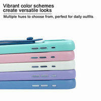 Casing HP Warna Biru Merah Polos dengan Slot Kartu Bergelombang dan Tali Pegangan Bahan PU Perlindungan 360 Anti Benturan untuk IPhone 17/16/15