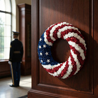 Guirlande patriotique du 4 juillet, drapeau américain, roses rouges, blanches et bleues, étoiles, décoration de porte d'entrée, porche, mur, intérieur, extérieur