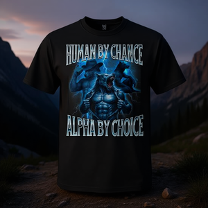 T-shirt Human By Chance Alpha By Choice Wolf Meme - Product Image 3