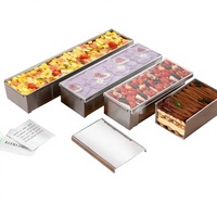 Plaque de cuisson rectangulaire en acier inoxydable 304 pour gâteaux, pains et tiramisu, avec bord détachable amélioré, vente en gros transfrontalière