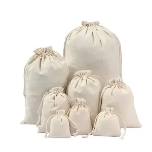 O saco natural branco das cordas dobro da lona da cor com logotipo feito sob encomenda personaliza o saco do cordão da promoção do negócio pequeno