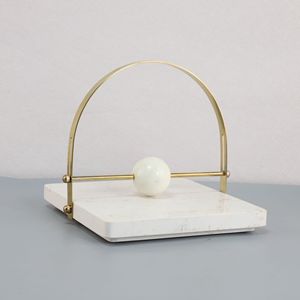 Hiện đại đá cẩm thạch Khăn ăn chủ với Brass Arch và trắng Sphere trọng lượng cho bàn ăn nhà bếp Countertop hoặc văn phòng trang trí nội thất - Product Image 3