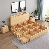 Modernes Hochwertiges Queensize-Bettgestell mit Aufbewahrungsschublade Holzpaneel-Stil Schlafzimmermöbel-Sets für Hotel Apartment Zuhause ISO9001 JMY