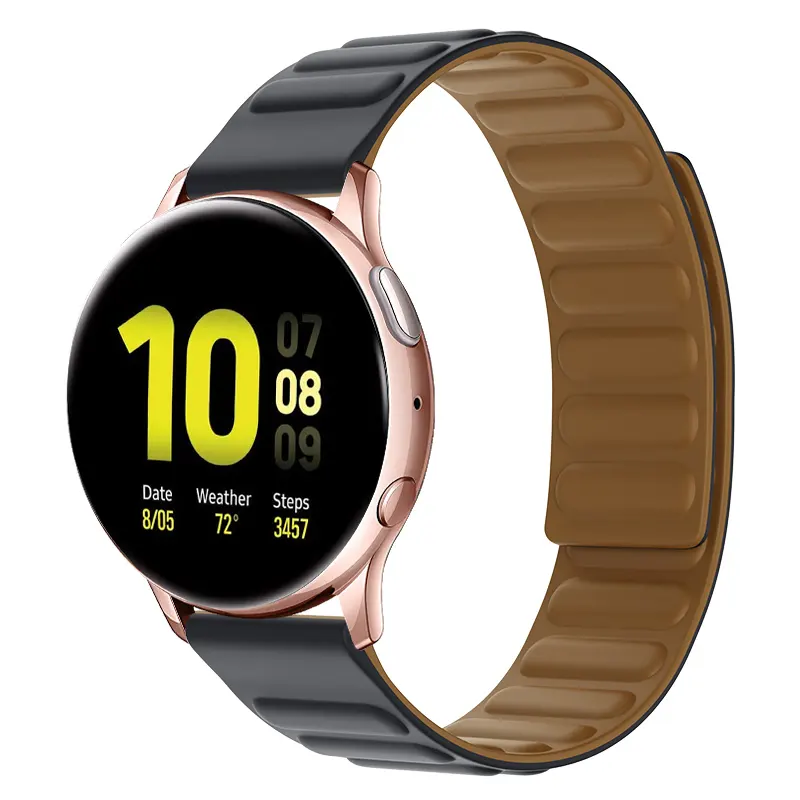 Multi Cores 22mm Quick Release Pulseira De Relógio Inteligente De Borracha Magnética 20mm Banda De Relógio De Silicone Para Samsung Galaxy Watch Mulheres Homens