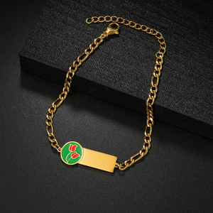 Pulsera de Acero Inoxidable con Baño de Oro y Diamantes, Diseño de Flor, para Regalos, Colección de Dibujos Animados, Venta al por Mayor - Product Image 5