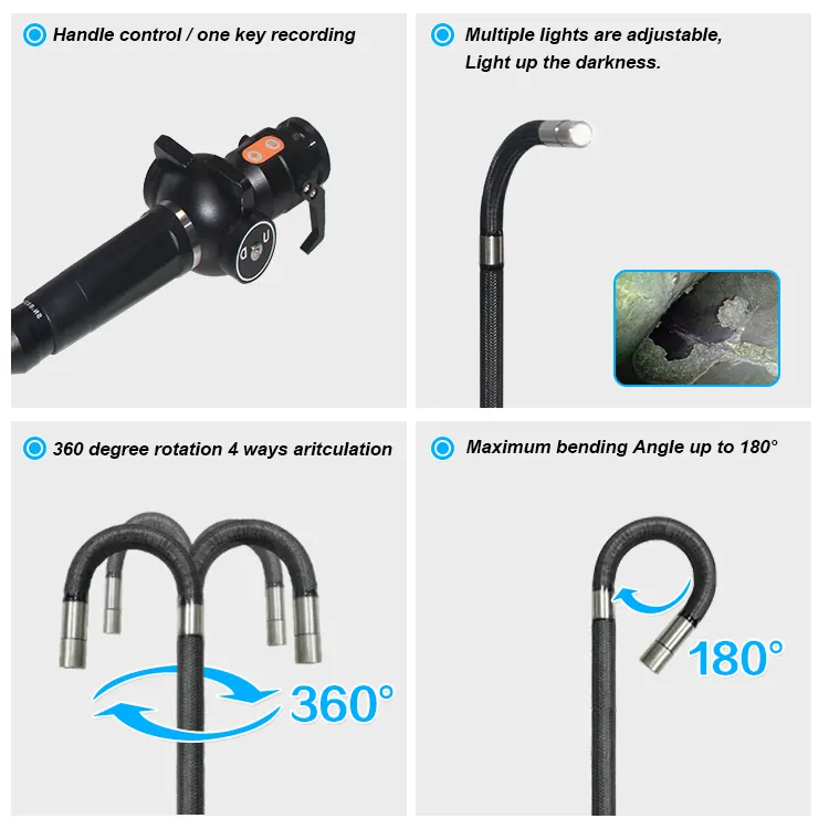 IP68 Waterproof plumbing video inspection tools sewer pipe inspection Borescope camera
