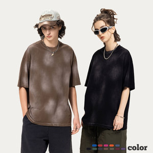 T-shirt Homme Nouvelle Collection Printemps-Été, Style Spray Horse <span class=keywords><strong>Chestnut</strong></span>, Lavé, Manches Courtes, en Coton Pur Vieilli 280G - Product Image 6