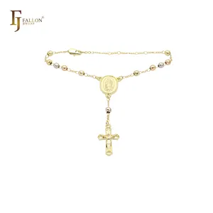 Z54190302 FJ Fallon bijoux de mode italien vierge de Guadalupe collier chapelet catholique, plaqué en or 14K deux tons