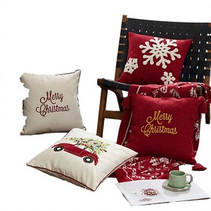 Modern Vintage Farmhouse Christmas <b>Decorations</b> 18x18 Square Pillow Cases <b>Snowflake</b> Embroidered Reversible 100% Polyester Home - Product Image 2