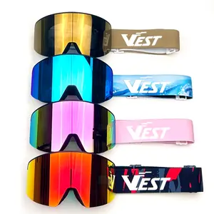 Lunettes de ski OEM logo personnalisé vente en gros anti-buée de protection magnétique lentille amovible lunettes de snowboard lunettes de neige pour hommes femmes