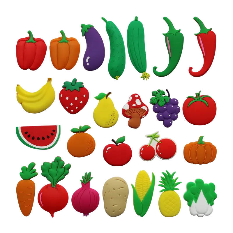 Aimants de réfrigérateur de fruits en caoutchouc PVC aimants de réfrigérateur de légumes autocollants magnétiques de tableau blanc de fruits pour la décoration de la maison