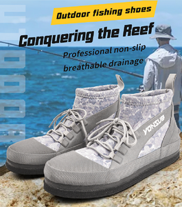 <span class=keywords><strong>Scarpe</strong></span> da Pesca Antiscivolo Impermeabili in Neoprene per Roccia e Barriera Corallina, con Suola in Feltro e Chiodi in Acciaio, Camouflage Grigio - Product Image 1
