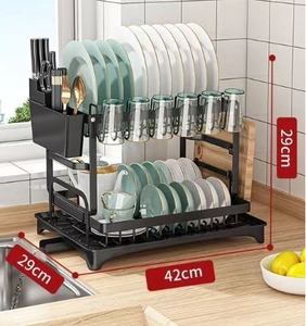 Giá để bát đĩa kim loại 2 tầng tháo rời, lắp đặt không cần dụng cụ, giá phơi bát đĩa, khay hứng nước kèm chậu rửa - Product Image 5