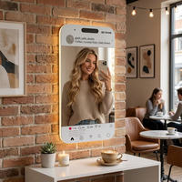 Miroir LED personnalisé pour réseaux sociaux avec capteur, lumière néon pour selfie, style graphique moderne pour salle de sport, café, décoration murale mondiale