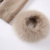 PUDI – manteau en vraie fourrure de renard pour femme, manteau en laine mélangée, veste, châle, Poncho, nouvelle collection hiver 2021, Z21160