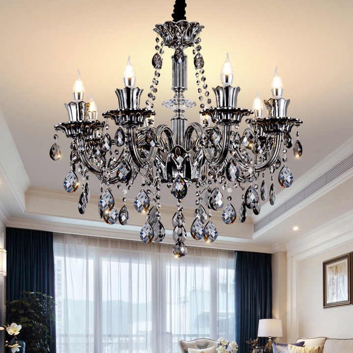 Factory Modern Smoke Gray Crystal Chandelier Luxury Pendant Lamps for