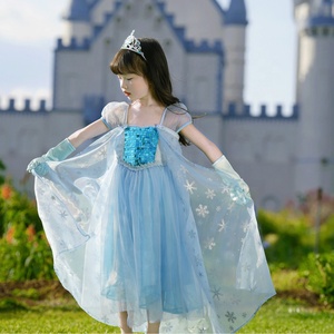 Hidehanky Vestito da Principessa <span class=keywords><strong>Elsa</strong></span> con Mantello, Costume da Personaggio con Paillettes in Tulle, Linea ad A, Lunghezza alla Caviglia, Primavera/Estate, per Feste di Compleanno delle Bambine - Product Image 1