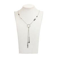 Collier tendance en métal multicouche avec pendentif cercle à sequins et pompon, chaîne de clavicule en alliage, vente en gros